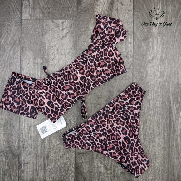 Prettygarden Crop Off Shoulder Bikini Swimsuit Size M - Picture 4 of 4